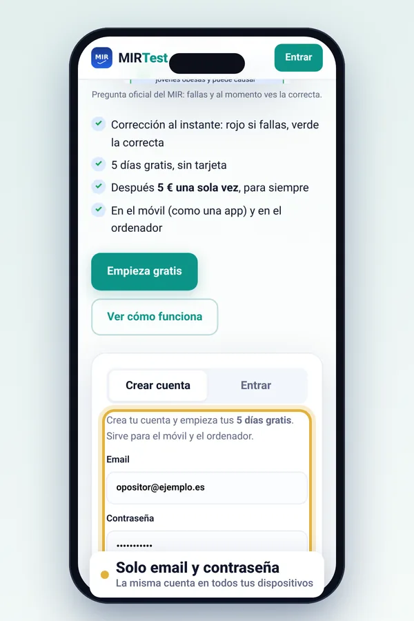 Pantalla de registro