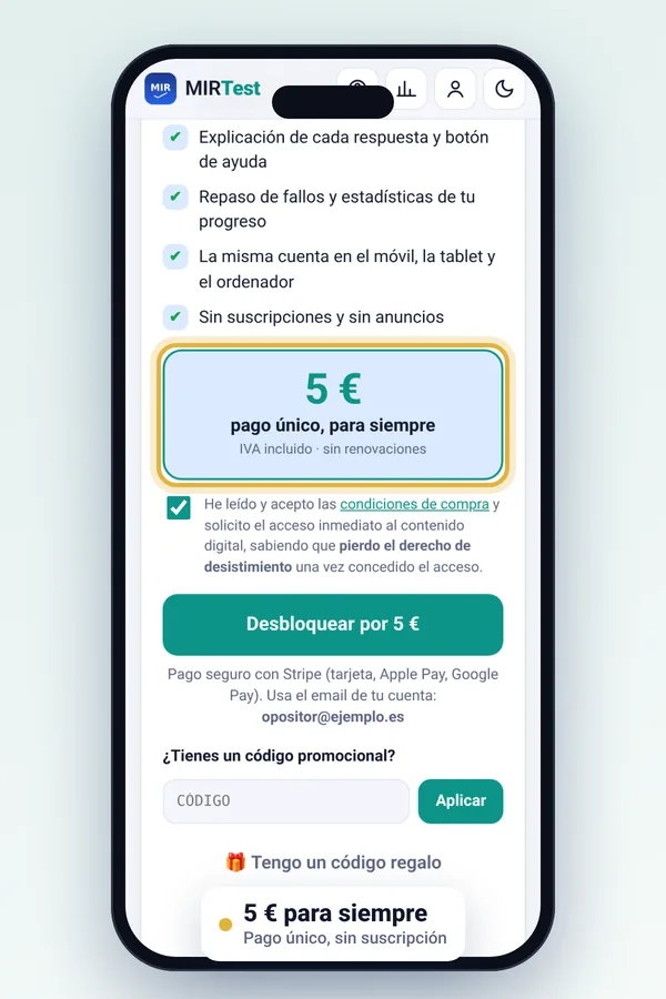 Pantalla de desbloqueo por 5 euros